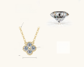 wholesale S925 Sterling Silver with K Gold Plating Four-Leaf Clover Necklace, Moissanite Pendant, Minimalist Ins Style Collarbone Chain, Celebrity Inspired Japanese and Korean Female Stars-0-5