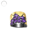 wholesale S925 Sterling Silver Designer Italian Craftsmanship Vintage Style Ring with Natural Amethyst Gemstone-0-0