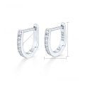 wholesale S925 Sterling Silver Earrings, Minimalist High-End Diamond-Accented U-Shaped Geometric Hoop Earrings European and American Ear Clasps-0-9