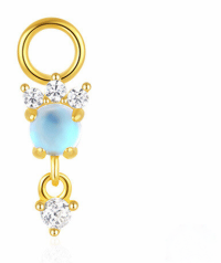 wholesale S925 Sterling Silver Rhinestone-encrusted Zircon-shaped Bead Charm Drop Earrings, Versatile Accessories For Women-Single gold #3&gt;925 silver