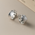 wholesale S925 Sterling Silver Arc-shaped Brushed Wide Hoop Earrings for Women, Korean Style Minimalist Niche Design Ear Accessories M04595-0-0