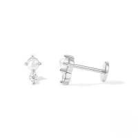 wholesale S925 Sterling Silver Rhinestone Evil Eye Flat Threaded Cartilage Ear Stud, Small Snake Smiley Ear Crawler-Single platinum-style 1