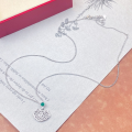 wholesale S925 Sterling Silver Maker's Auspicious Clouds and Fortune Character Ruyi Lock Necklace, Jade Oval Minimalist Retro Niche Design Collarbone Jewelry-0-5
