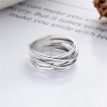 wholesale S925 Sterling Silver Irregular Multi-Layer Twisted Line Ring Unisex Trendy Fashion Index Finger Ring-0-2