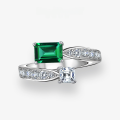 wholesale Metal Material First, Shipei Jewelry New Style Trendy 1ct Lab-Grown Emerald 5*7 High-Carbon Diamond Ring Women's-0-0