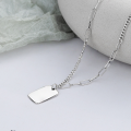 wholesale S925 Sterling Silver Fashion Korean Style Thick Chain Linked Cross Pendant with "Goodluck" Engraved Square Charm Necklace-0-1