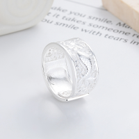wholesale S990 Silver Creative Ethnic Style Lotus Koi Fish Hollow-Out Ring Literary Chinese Trendy Personality Index Finger Ring for Women-1264JM/approx. 6.6g Adjustable opening