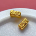 wholesale Metal material: S925 ancient method silver gold-plated Engraved wealth-inviting treasure gourd transfer bead straight tube five-way god of wealth DIY braided rope-0-5