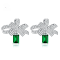 wholesale S925 Sterling Silver New 1ct Emerald Stud Earrings High Carbon Diamond-0-0