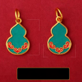 wholesale Gold-plated enamel pendant, cloisonné bracelet, antique-style necklace DIY accessories, sand gold charms: gourd, ruyi, lotus pod-0-18