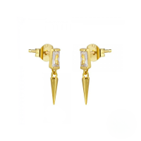 wholesale S925 Sterling Silver Square Zircon Polished Small Stud Earrings,。-gold