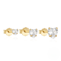 wholesale 925 Sterling Silver Classic Versatile Heart-shaped Zircon-accented Women's Earrings, 3-piece Set-Set of 3 - Gold - White Diamonds &gt; 925 Silver