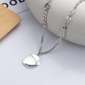 wholesale S925 Sterling Silver Korean-style Irregular Round Pendant with Rolled Edge Wave English Pendant Ins Simple Style Necklace-0-1