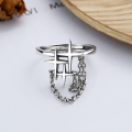 wholesale S925 Sterling Silver Korean-style Irregular Geometric Meteor Chain Tassel Fashion Creative Open Ring for Women-0-1