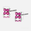 wholesale S925 Silver European and American Cross-Border Trade Pure Silver Flower Earrings with Zirconia, High-End Square Earrings, Colored Diamond Earrings-0-10