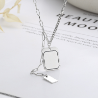 wholesale S925 Sterling Silver Korean-style Personalized English Sentence Patch Chain Tassel Hip-hop Trendy Women's Collarbone Necklace-YL454M/approx. 8.5g>925 silver