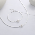 wholesale S925 Sterling Silver Korean Style Broken Silver and Pearl Choker Necklace and Bracelet Set Light Luxury Temperament Internet Celebrity Style-0-3