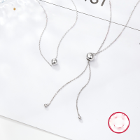 wholesale S925 Sterling Silver Minimalist and Versatile Light Luxury Women's Beaded Adjustable Chain Necklace Cross-Border Hot-Sale Wholesale Jewelry-Ball Necklace 925 Silver