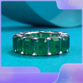wholesale 925 Silver ZHUO ZHI FAN European & American New Style 5*7 Rectangular Simulated Emerald Row Diamond Ring Fashion Commuter Ring-0-0