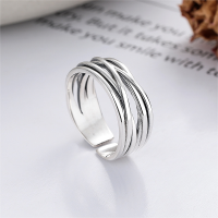 wholesale S925 Sterling Silver Irregular Multi-Layer Twisted Line Ring Unisex Trendy Fashion Index Finger Ring-1099FJ/approx. 3.7g Adjustable opening