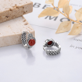 wholesale S925 Sterling Silver Retro Antique Twist Texture Inlaid Southern Red Agate Ear Clasp Creative Personalized Earrings-0-2
