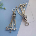 wholesale S925 Sterling Silver Vintage Butterfly Tassel Bead Fringe Pendant DIY Bracelet String Crystal Braided Cord Silver Accessories Pendant-0-9