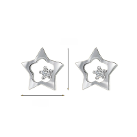 wholesale Metal: S925 Sterling Silver Cute Star Ear Studs For Women, High-end Sense, Sweet, Ins Style, Popular Luxury Sterling Silver Earrings, Adorable-Small zircon silver star sterling silver earrings