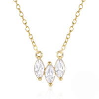 wholesale 925 Silver Hot-selling Versatile Zircon Waterdrop Pendant Necklace For Chic Sweater Outfits-Gold 925 silver