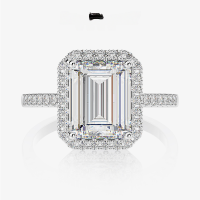 wholesale 925 Sterling Silver Shipei Jewelry Small Square Sugar 8*10 High Carbon Diamond Women's Ring 4ct Luxurious Group Setting Ring Drop Shipping-White 8*10【R-0922】 No.5