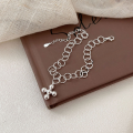 wholesale S925 Sterling Silver Cross Bracelet for Women, Korean Carved Circle Design, New Edition Advanced Minimalist Style Hand Jewelry-0-3
