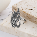 wholesale S925 Sterling Silver Retro Vintage Ethnic Style Peacock Phoenix Design Openwork Exaggerated Wide Opening Ring for Women-0-1