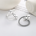 wholesale S925 Sterling Silver Exaggerated Irregular Sphere Open Ring for Punk Style and Rave Index Finger-0-2