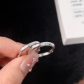 wholesale S925 Sterling Silver Starry Frosted Brushed Couple's Ring Minimalist Open-Ended Plain Band Niche Luxury Matching Set-0-4