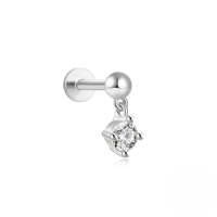 wholesale S925 Sterling Silver Geometric Star Stud Earrings With Crystal Accents-Single platinum #7