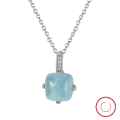 wholesale S925 Sterling Silver Cloud-Pattern Necklace with Natural Aquamarine Pendant Collarbone Chain, Fashionable and Versatile, Direct from Manufacturer-0-4