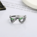 wholesale S925 Sterling Silver Green Drip Glaze Coiling Serpent Ring and Ear Clasp Retro Classic Trendy Street Style Accessories-0-2