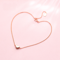 wholesale S925 Silver Ankle Chain Korean Style Forest Series Minimalist Heart-shaped Ankle Bracelet Elegant and Cute Dainty Foot Jewelry S2640-S925 silver anklet rose gold 925 silver