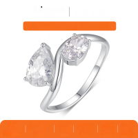 wholesale S925 Silver Moissanite Double Stone Ring Fashion Moissanite Design Amazon Best Seller-Gold 2.5 carats (with certificate)  7 US