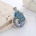 wholesale S990 Silver Chaocheng National Style Intricate Openwork Double-sided Peacock Design Single-sided Epoxy DIY Pendant Accessory-0-1