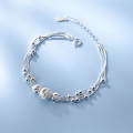 wholesale S925 silver Korean-style elegant smiley matte bead bracelet for women multi-layer snake chain accessory S4636-0-0
