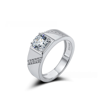 wholesale 925 Sterling Silver 1ct Moissanite Chinese Style Men's Minimalist Fashion Ring TikTok Live Cross-Border Direct Sales from Manufacturer-Platinum Zirconia No. 9