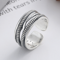 wholesale S925 Sterling Silver Retro Vintage Style Minimalist Twist Multi-Layer Cross Wrap Trendy Adjustable Ring-YJ836M/approx. 4.8g Adjustable opening