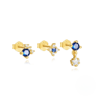 wholesale S925 Sterling Silver Exquisite Small Star Earrings Three-piece Set, Korean Style High-end Minimalist Zircon Earrings For Women-3-piece set - gold 925 silver