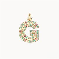 wholesale S925 Sterling Silver Luxury 26-letter Colored Zircon Initial Pendant, Cross-border Choker Necklace For Women-Gold Pendant-G