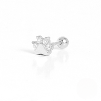 wholesale S925 Sterling Silver Single Dog Paw Print Stud Earring With Zircon Accents, A Creative And Fashionable European And American Style Design-Platinum single