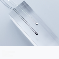 wholesale 925 Silver Small Silver Bean Necklace for Women, Lovely Teardrop-shaped Necklace, Niche Internet-famous Bean Pendant Collarbone Chain D3756-S925 Silver Necklace Black>925 Silver