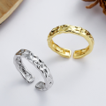 wholesale S925 sterling silver irregular concave-convex foil texture open ring Korean-style ins niche design band-0-0