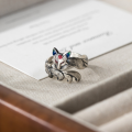 wholesale 999 Silver Nalan Literary Retro Chinese Style Niche Exquisite Thai Silver Peach Blossom Nine-Tailed Spirit Fox Ring R02675-0-0
