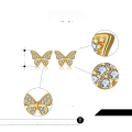 wholesale S925 Sterling Silver, 14K Gold Butterfly Stud Earrings with Zircon, Wholesale from Manufacturer-0-1