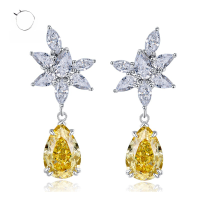 wholesale S925 Sterling Silver New 8*12 Personalized Fashion Trend Zircon Ear Studs Cross-border Dropshipping-E180 Yellow Diamonds (Order 10 pairs minimum) &gt; 925 Silver